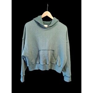 American Eagle Cropped Hoodie Green XS Beachy Green Cozy Oversized